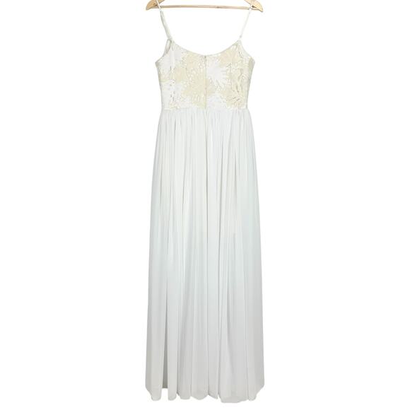 Dress The Population Asha Lace and Chiffon Maxi Dress in White and Ivory, Size S - Picture 10 of 14